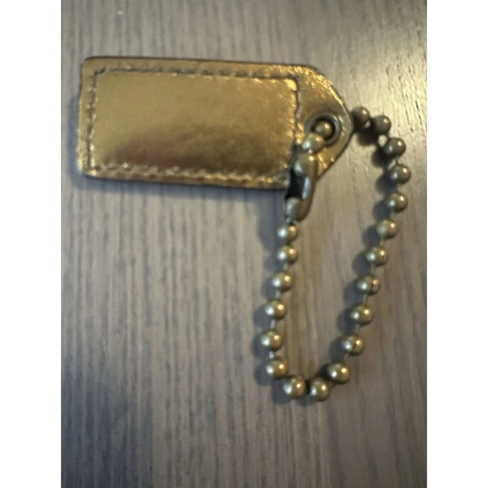 COACH Bronze Leather Bronze Chain Replacement Purse Handbag Hang Tag Charm